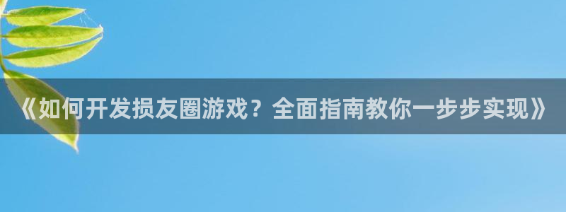 沐鸣娱乐官方平台：《如何开发损友圈游戏？